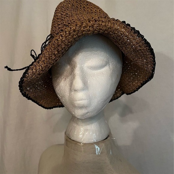 Scala Accessories - Scala Womens Brown Floppy Straw Sun Hat Wide Brim Packable resort vacation beach